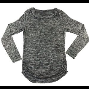 Banana Republic Size M Black Spacedye Cowl Neck Long Sleeve Side Ruched Tunic